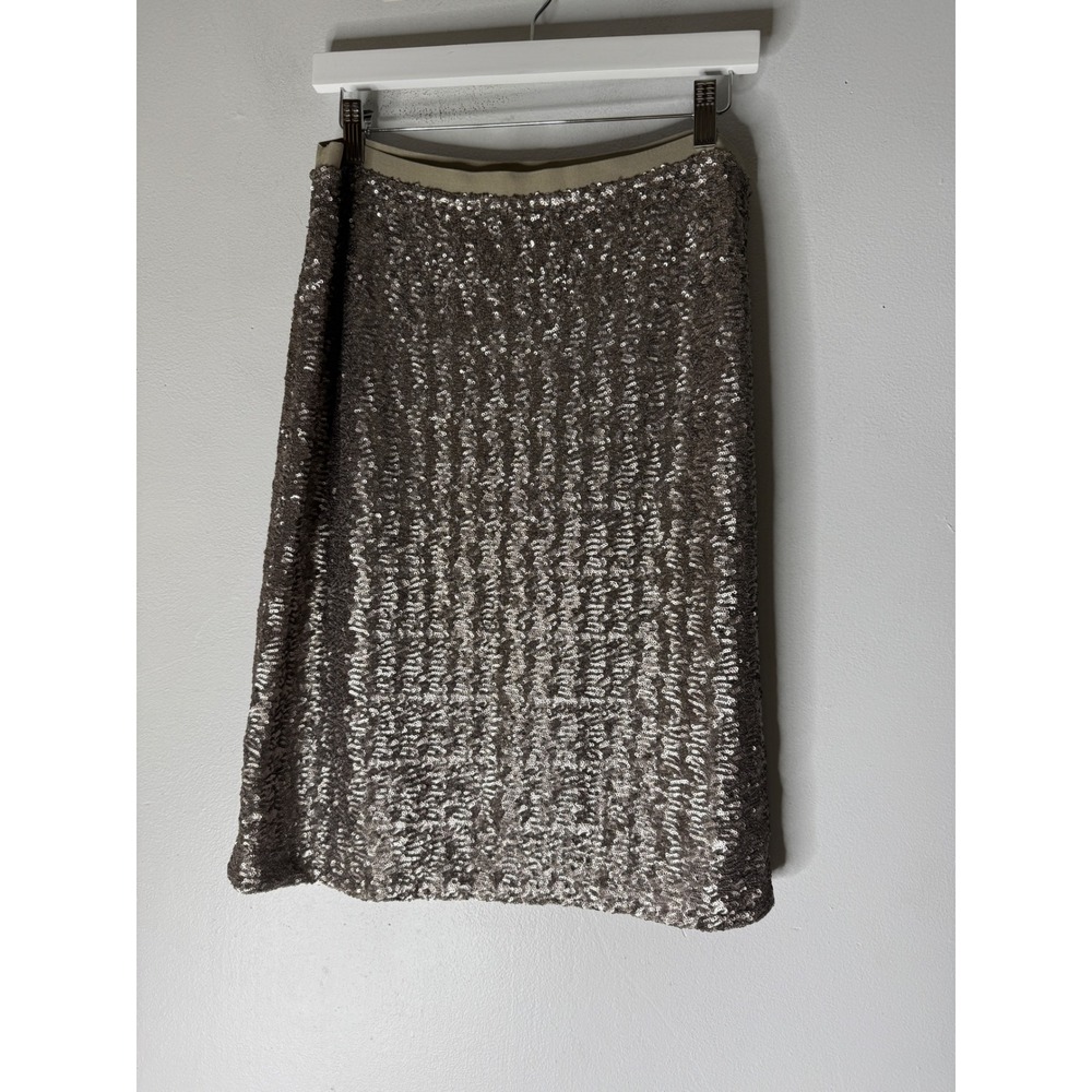 J Jill Sequin Pencil Skirt Women's Petite Size M Silver Sequin Elastic Waist NWT